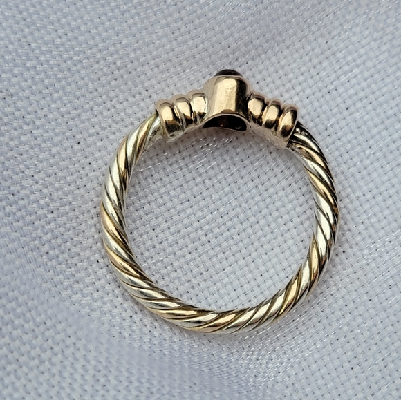 14k And Silver Cable Cabochon Ring - Picture 3 of 4